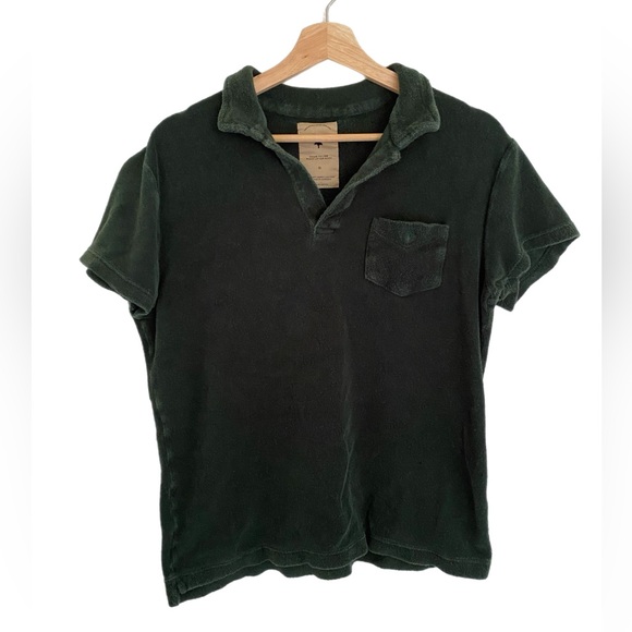 OAS Green POLO TERRY Cloth SHIRT size Small Green - Picture 3 of 4